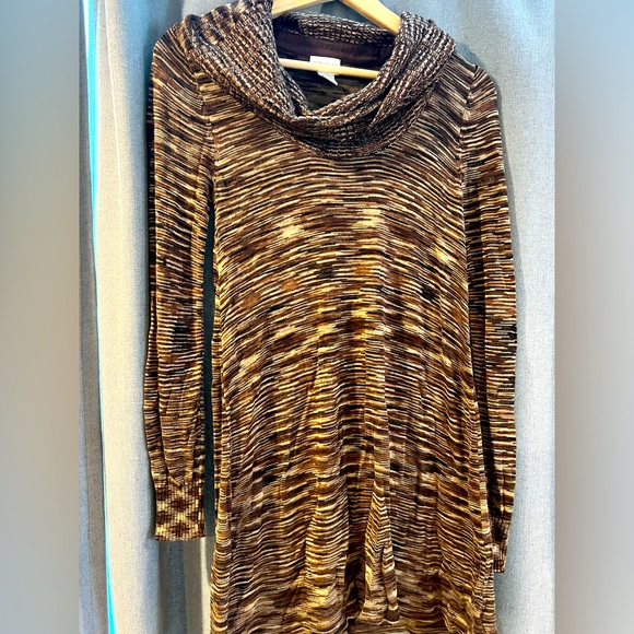 Motherhood maternity tunic top with cowl neck. Multi shades of brown. - Picture 1 of 2
